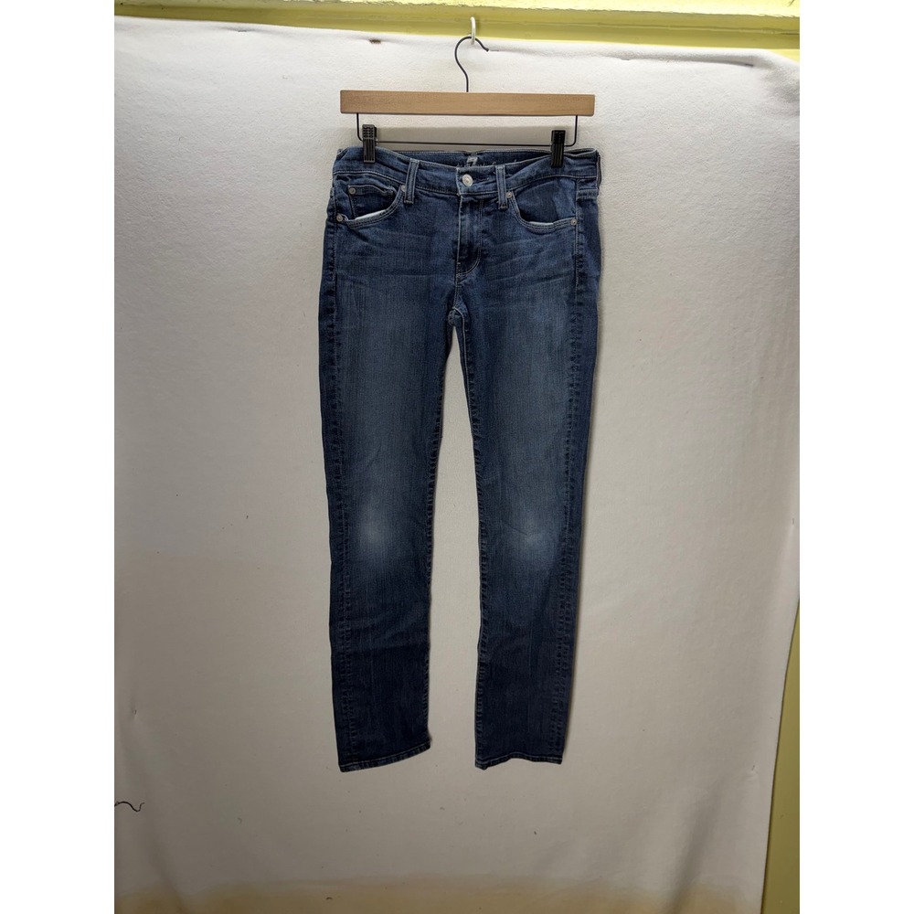 7 For All Mankind Straight Leg Jeans Womens‎ 28 Blue Stretch Denim 3485
